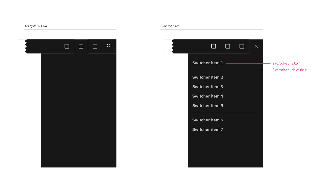 Header panel and switcher.